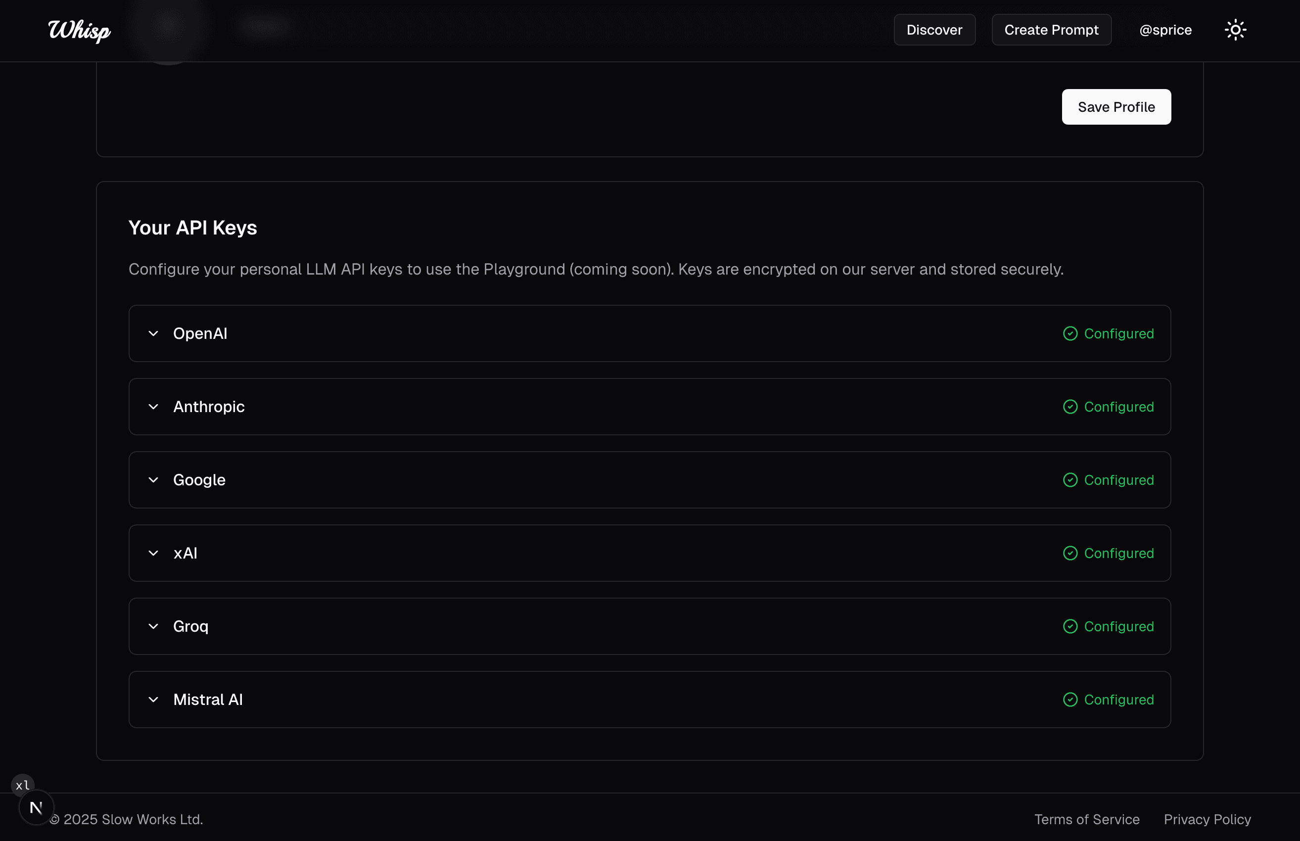 Bring Your Own API Keys feature screenshot